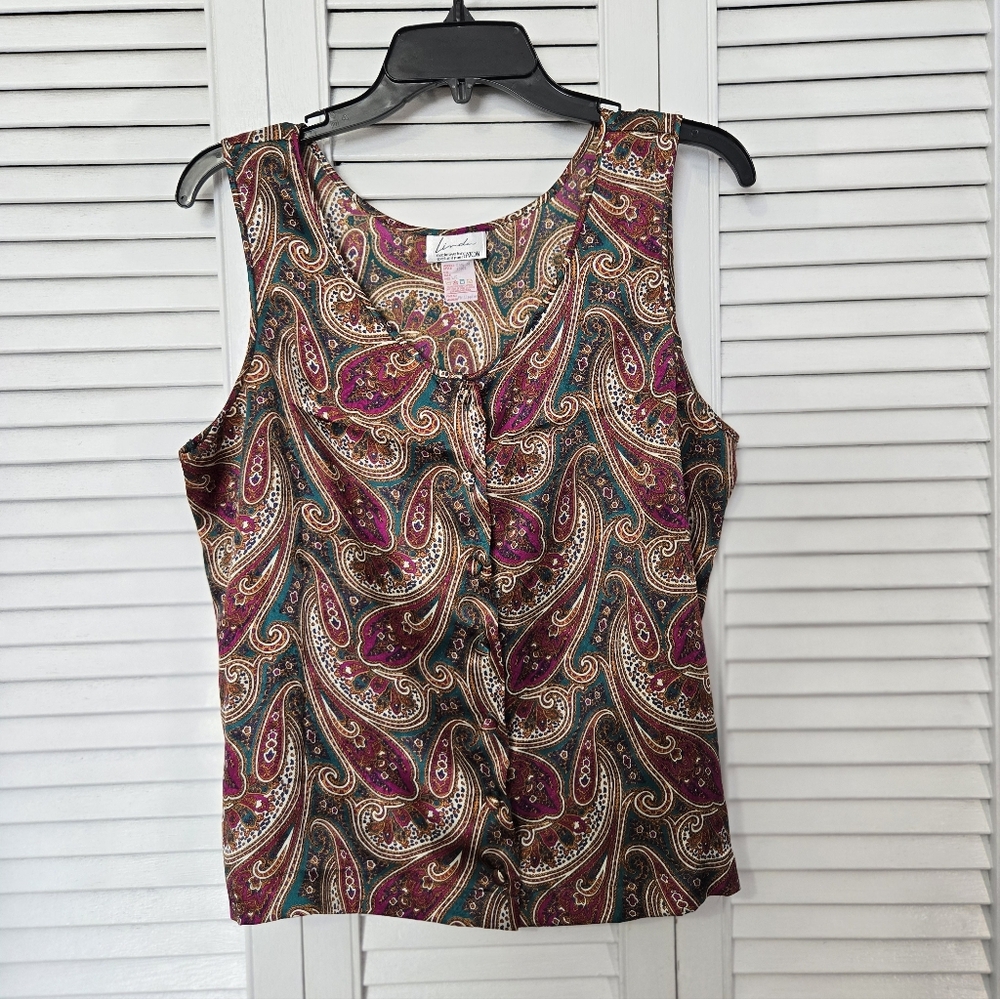 Paisley Tank Top Vest - Burgundy and Green